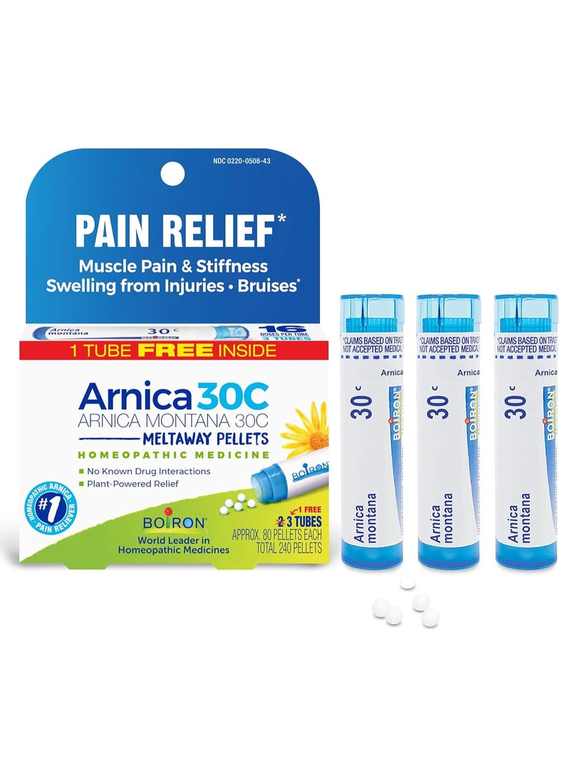 Boiron Arnica Montana 30C Homeopathic Medicine for Pain Relief 3 tubes 240 Pellets