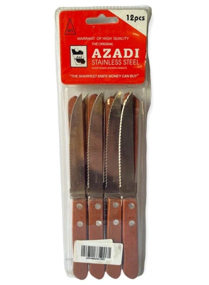 Azadi Bou-Fs0030-1 Stainless Steel Knife Set 12-Pieces Kitchen Accessories Cutting Chopping Vegetables And Fruits