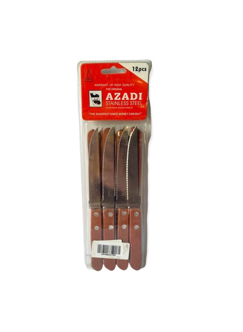 Azadi Bou-Fs0030-1 Stainless Steel Knife Set 12-Pieces Kitchen Accessories Cutting Chopping Vegetables And Fruits