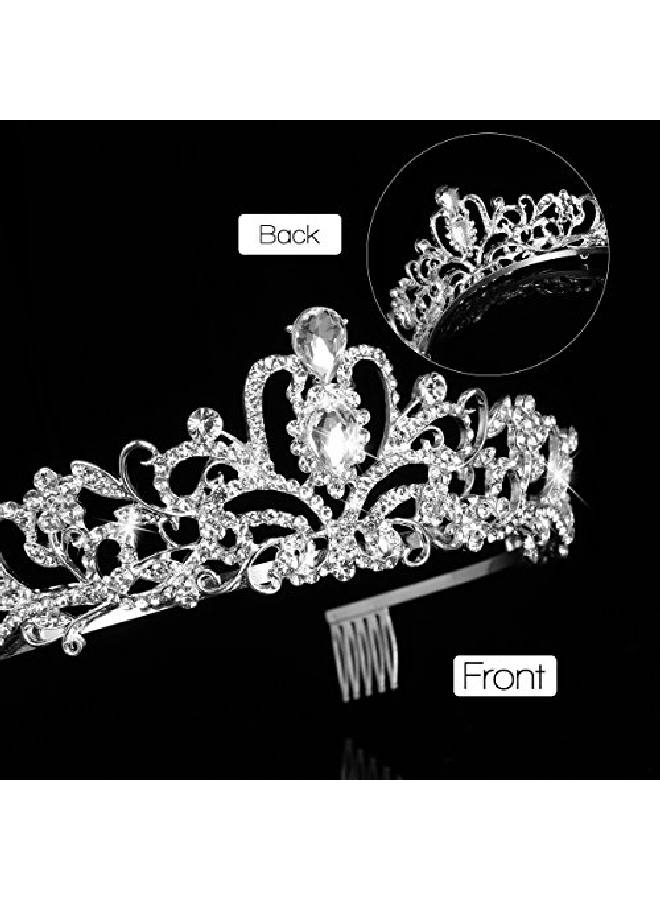 2 Pack Rhinestone Tiara Crown Headband Crystal Princess Crown Tiara With Comb Wedding Bridal Birthday Party Tiaras For Women And Girls