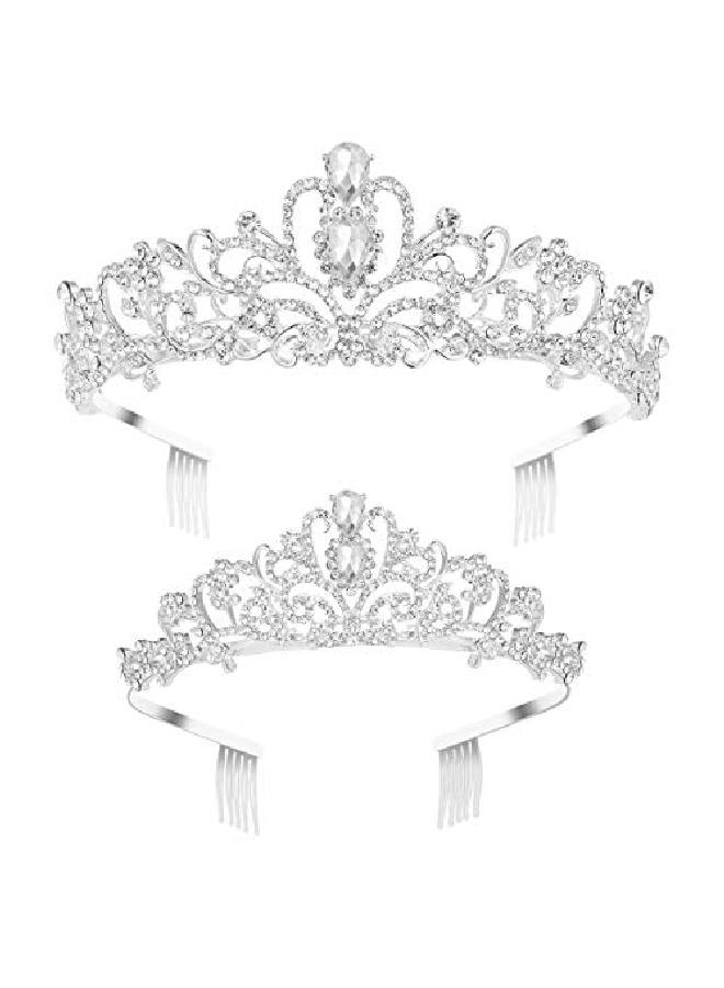 2 Pack Rhinestone Tiara Crown Headband Crystal Princess Crown Tiara With Comb Wedding Bridal Birthday Party Tiaras For Women And Girls