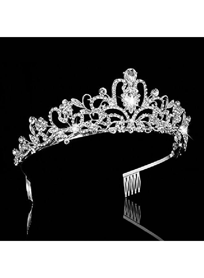 2 Pack Rhinestone Tiara Crown Headband Crystal Princess Crown Tiara With Comb Wedding Bridal Birthday Party Tiaras For Women And Girls