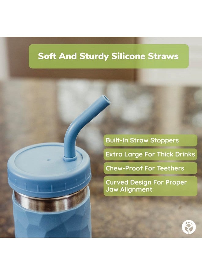 2In1 Drinking Cups For Kids Stainless Steel Cups For Smoothies Silicone Straws With Straw Stoppers Premium Plastic Twist Lids Easygrip Sleeves Set Of 4 Dishwasher Safe Kid Cups