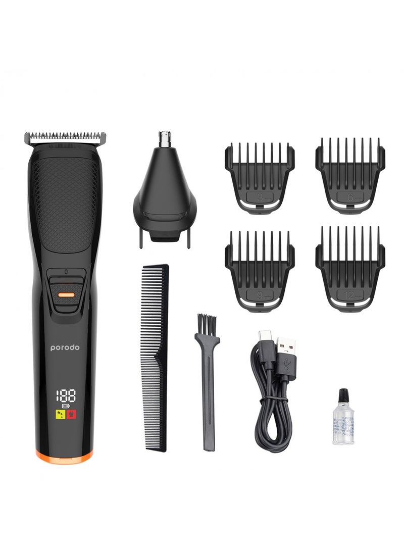 Lifestyle Rechargeable Grooming Kit with Nose Trimmer Four Detachable Heads - Black