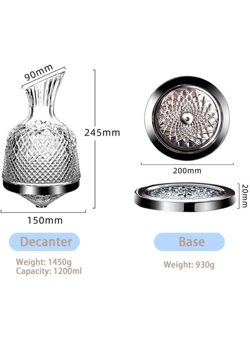 Whiskey Decanter Set ，Classical Italian Crafted Crystal Whiskey Decanter Whiskey Glasses Set for Scotch, Bourbon, Cognac, and Liquor (Rotating Decanter)