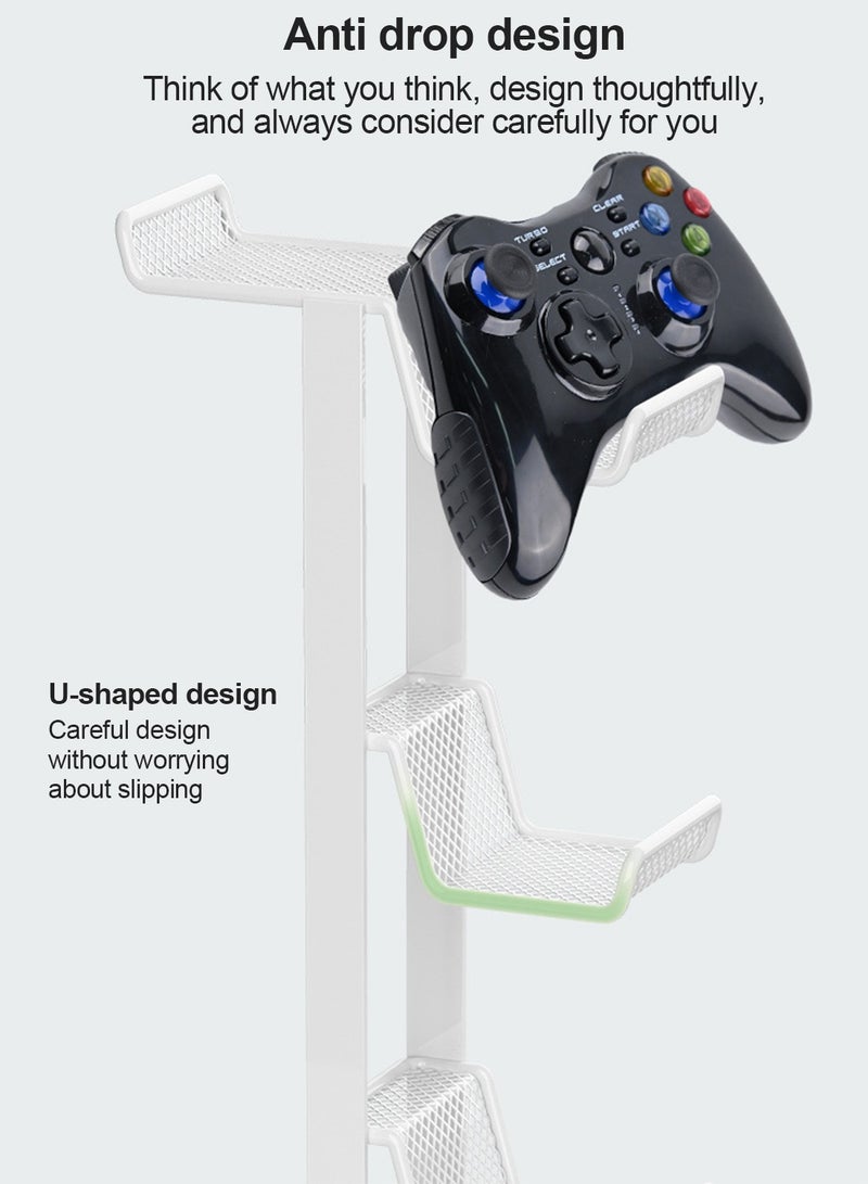 3-Tier Controllers Holder Display Stand for PS4/PS5/Switch Pro/Xbox Controllers/Headsets/Consoles/Mobile Phones Tablet White