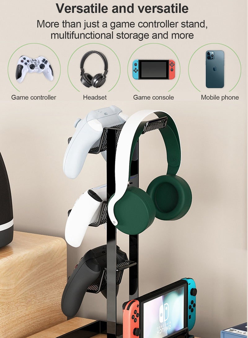 3-Tier Controllers Holder Display Stand for PS4/PS5/Switch Pro/Xbox Controllers/Headsets/Consoles/Mobile Phones Tablet White