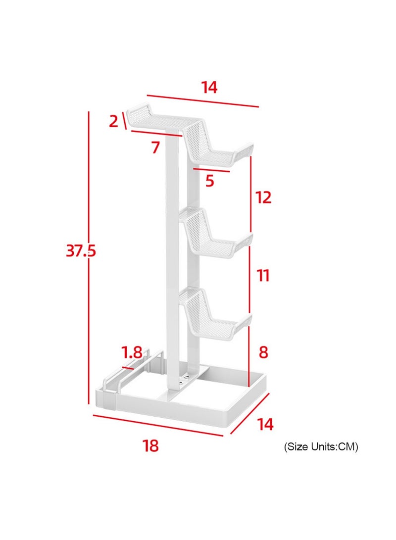 3-Tier Controllers Holder Display Stand for PS4/PS5/Switch Pro/Xbox Controllers/Headsets/Consoles/Mobile Phones Tablet White