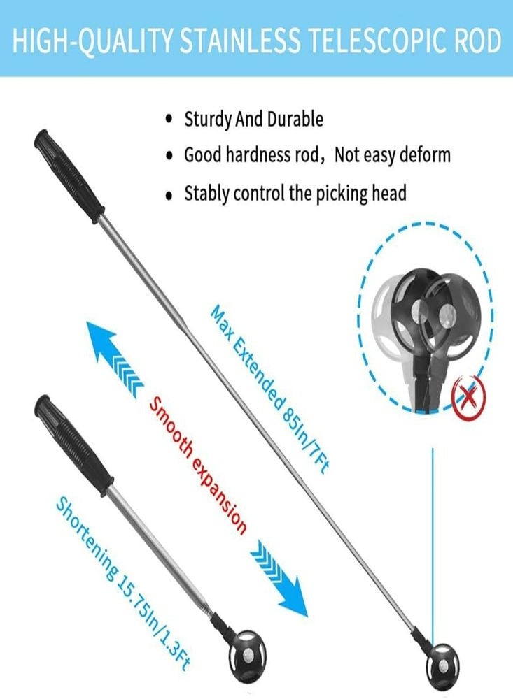 Golf Ball Retriever Golf Ball Picker 8 Sections Antenna Stainless Steel Ball Picker +Three-claw Ball Picker Golf Accessories