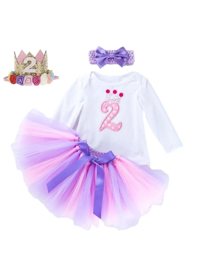 4-Piece Second Birthday Princess Party Dress Set Multicolour