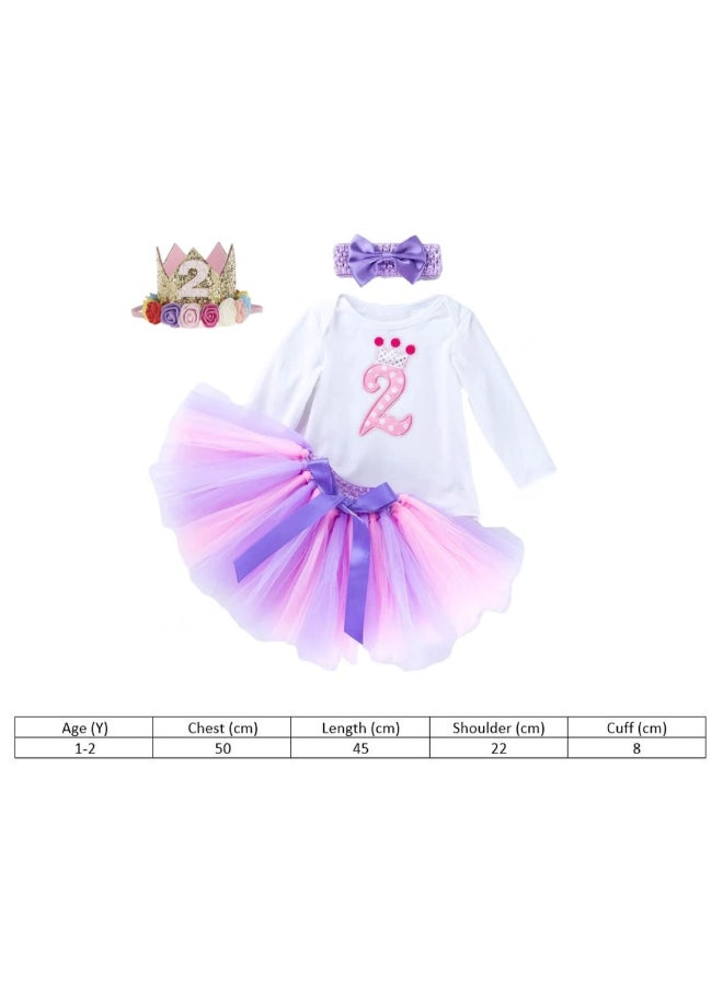 4-Piece Second Birthday Princess Party Dress Set Multicolour