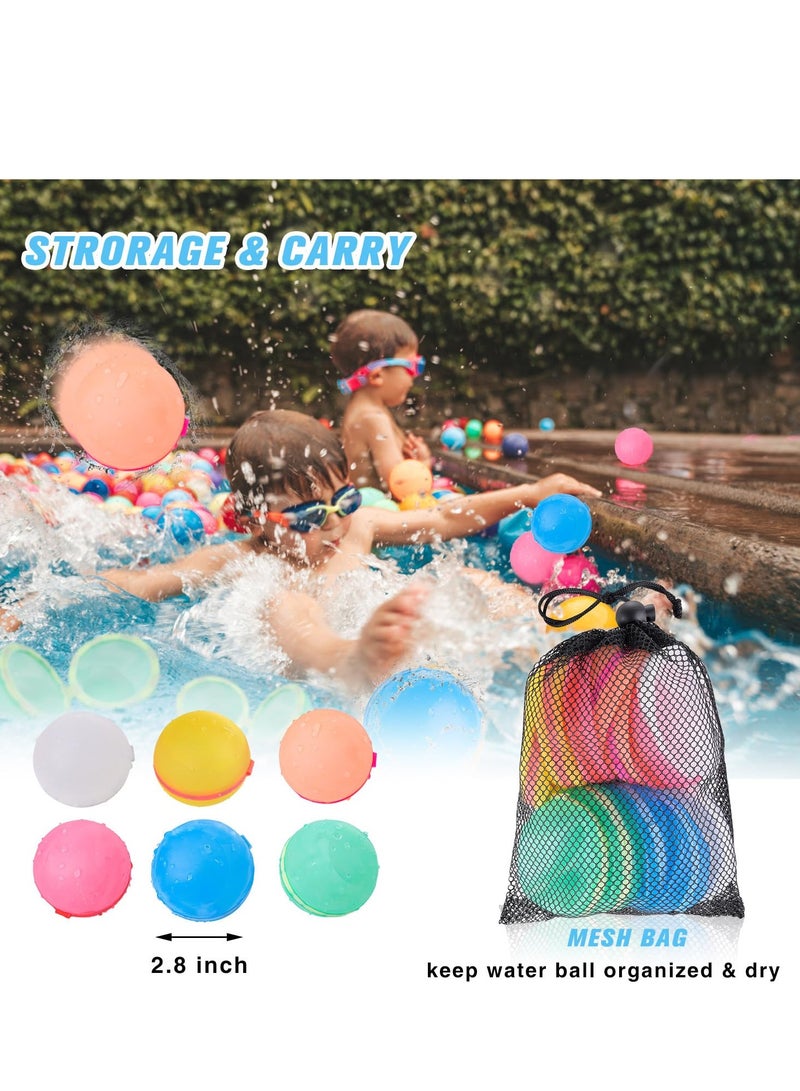 16pcs Reusable Water Balloons Self-Sealing Water Bomb Soft Silicone Water Balls with Mesh Bag for Kids Adults Outdoor Swimming Pool Party Water Toys