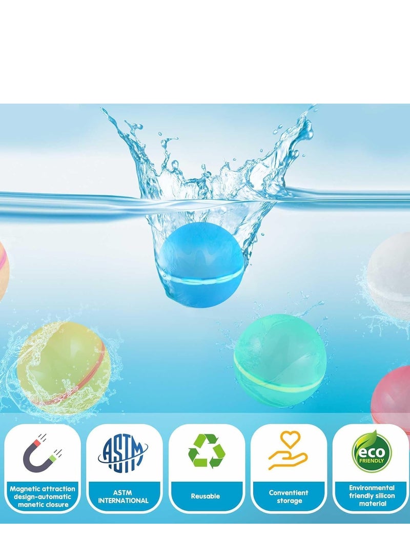 16pcs Reusable Water Balloons Self-Sealing Water Bomb Soft Silicone Water Balls with Mesh Bag for Kids Adults Outdoor Swimming Pool Party Water Toys