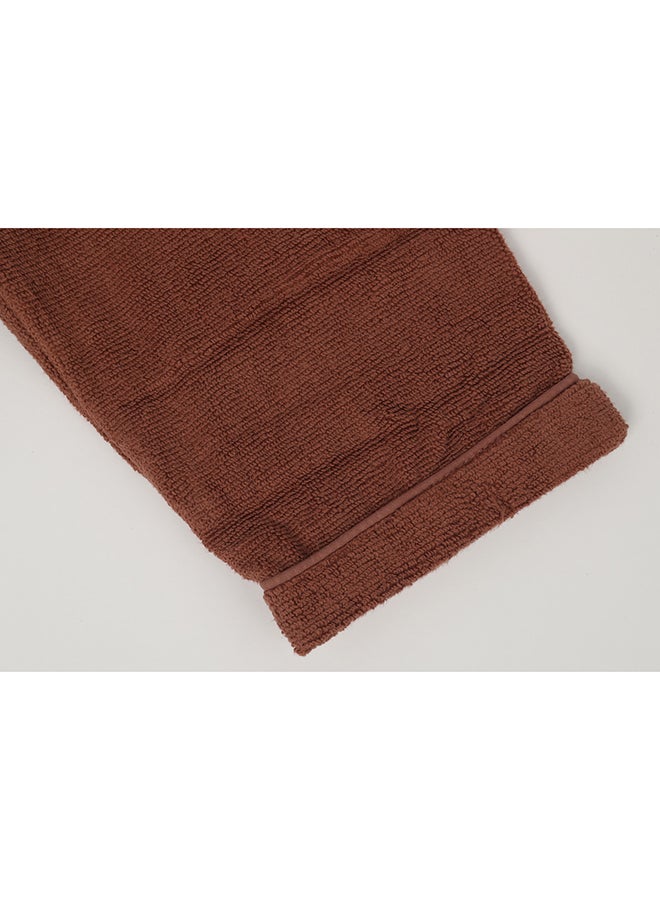 Bathrobe - Unisex Adult - ZERO TWIST - 100% Cotton - 550 GSM - 1400 Grams - Luxury Feel - Premium Look - Super Absorbent - Quick Dry - Hood & Pocket - Size LARGE - Brown Color