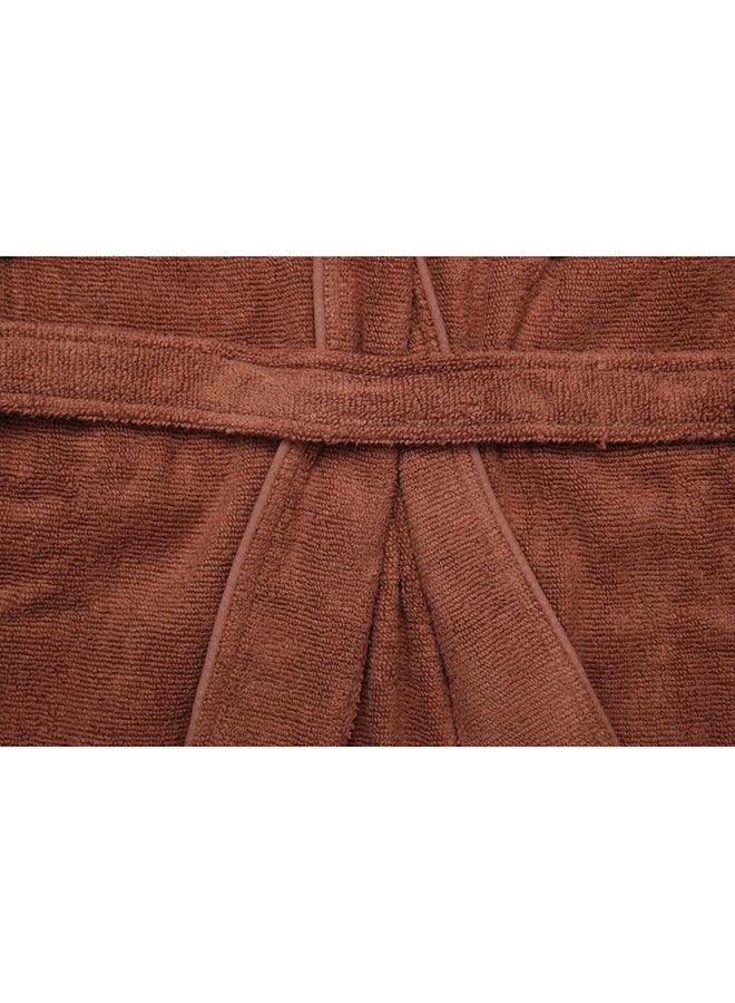 Bathrobe - Unisex Adult - ZERO TWIST - 100% Cotton - 550 GSM - 1400 Grams - Luxury Feel - Premium Look - Super Absorbent - Quick Dry - Hood & Pocket - Size LARGE - Brown Color