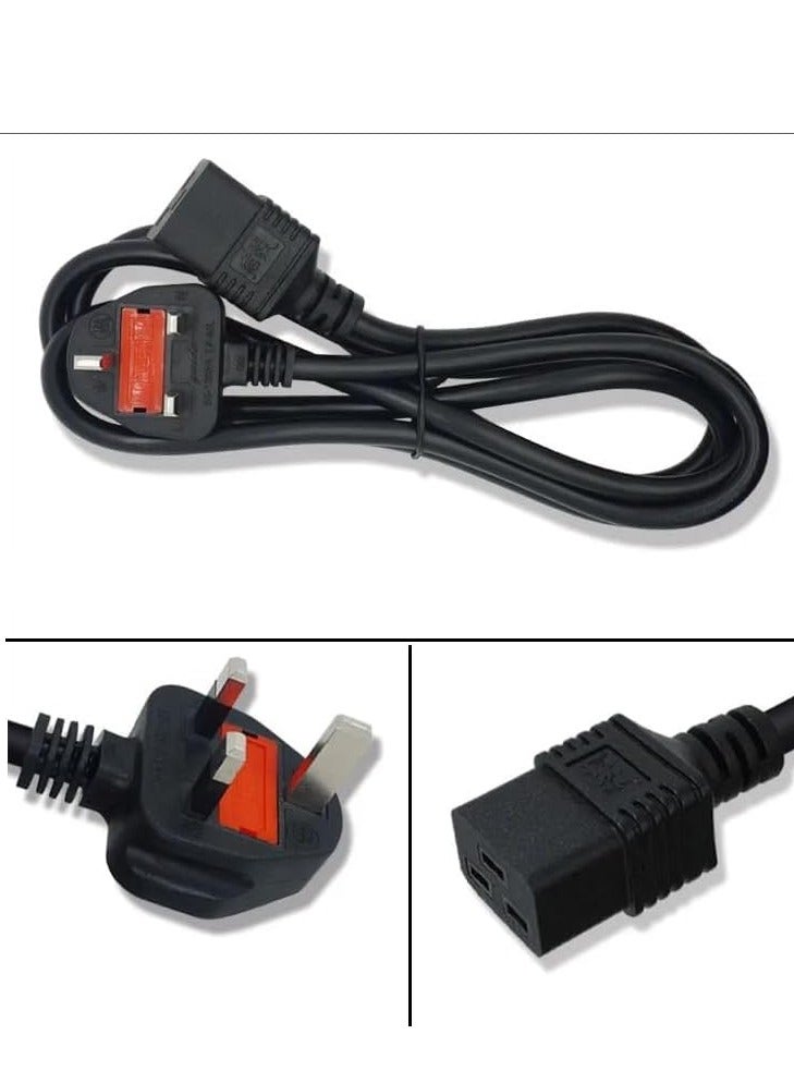 C19 Power Cable UK Mains Plug To IEC 320 C19 14AWG Extension Cord 5M