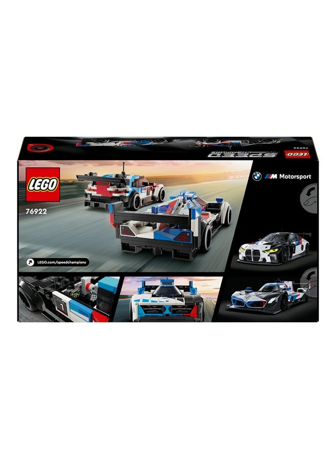Speed Champions BMW M4 GT3 & BMW M Hybrid V8 Race Cars Toys for 9 Plus Year Old Boys & Girls, Buildable Model Vehicles with 2 Driver Minifigures, Kids' Bedroom Decoration, Birthday Gift Idea 76922