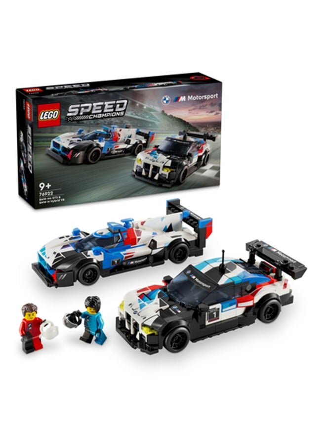 Speed Champions BMW M4 GT3 & BMW M Hybrid V8 Race Cars Toys for 9 Plus Year Old Boys & Girls, Buildable Model Vehicles with 2 Driver Minifigures, Kids' Bedroom Decoration, Birthday Gift Idea 76922