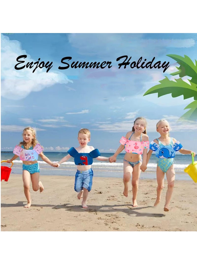 Kids Swim Vest Toddler Floaties for 30-55lbs/2-6 Year Old Girls and Boys Swimming Arm Band Pool Float Jacket with Water Wings and Shoulder Strap for Children Learn to Swim Aid (Dinosaur)