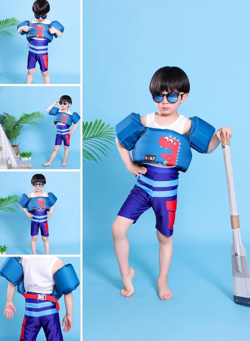 Kids Swim Vest Toddler Floaties for 30-55lbs/2-6 Year Old Girls and Boys Swimming Arm Band Pool Float Jacket with Water Wings and Shoulder Strap for Children Learn to Swim Aid (Dinosaur)