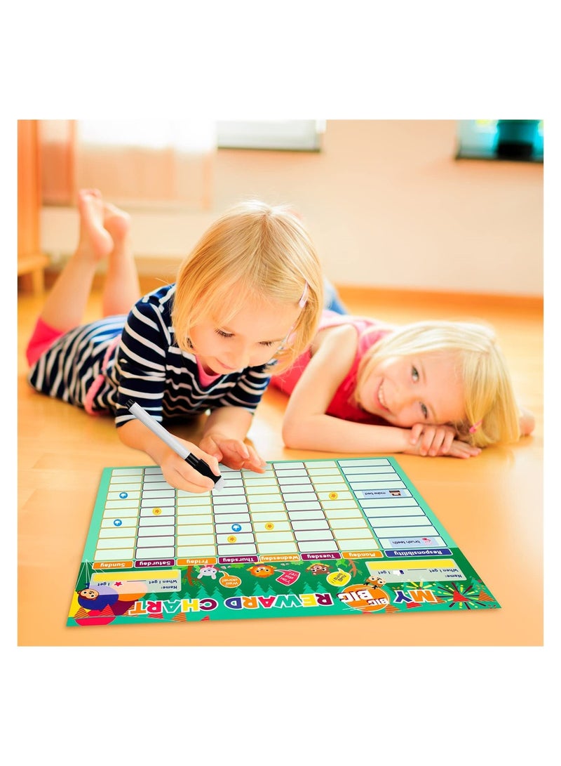 158 Pcs Chore Chart Behavior Chart, Responsibility Chart, Magnetic Reward Chart, Star Dry Erase Reward Chart -Toddler Chores Chart - Daily Responsibility Board Chore Chart