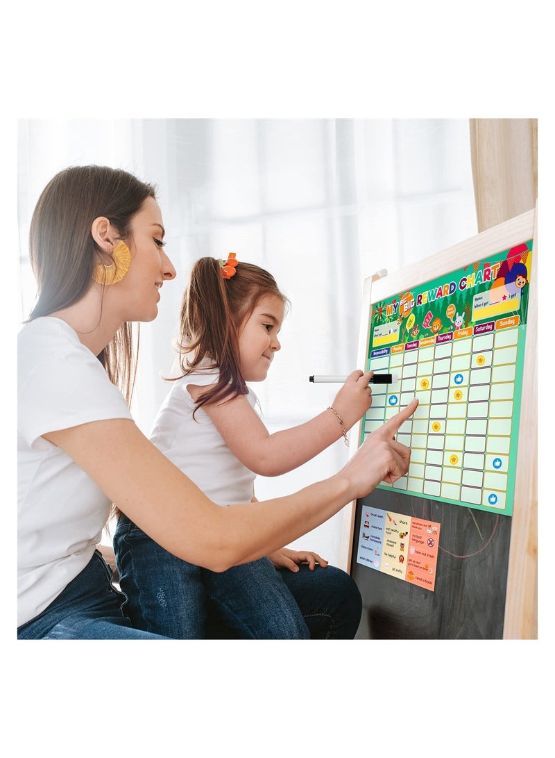 158 Pcs Chore Chart Behavior Chart, Responsibility Chart, Magnetic Reward Chart, Star Dry Erase Reward Chart -Toddler Chores Chart - Daily Responsibility Board Chore Chart