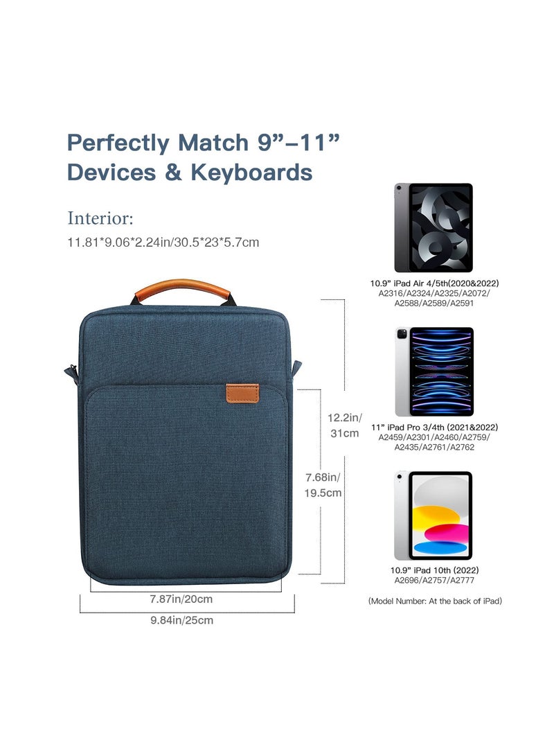 9 To 11 Inch Tablet Sleeve Bag Fits for iPad air 5 10.Inches 2022 iPad Pro 11 M2 2022 to 2018 iPad 10th 10.9 Air 4 10.9 Tab S8 2022 Handle Carrying Case with Shoulder Strap Dark Blue