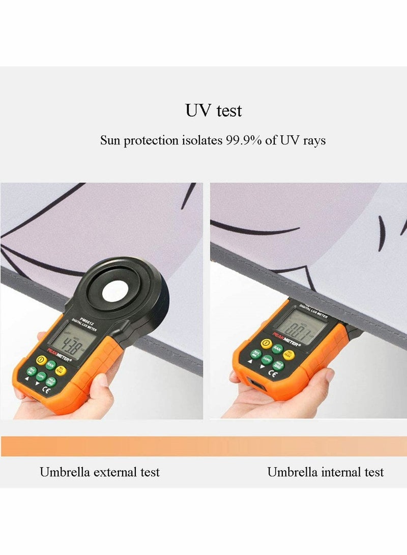 Windproof Travel Umbrella, Automatic Open Umbrella, Small Compact Light, Cartoon Waterproof and UV, Strong Steel Shaft, Mini, Folding and Portable for Girls Boys Kids and Women