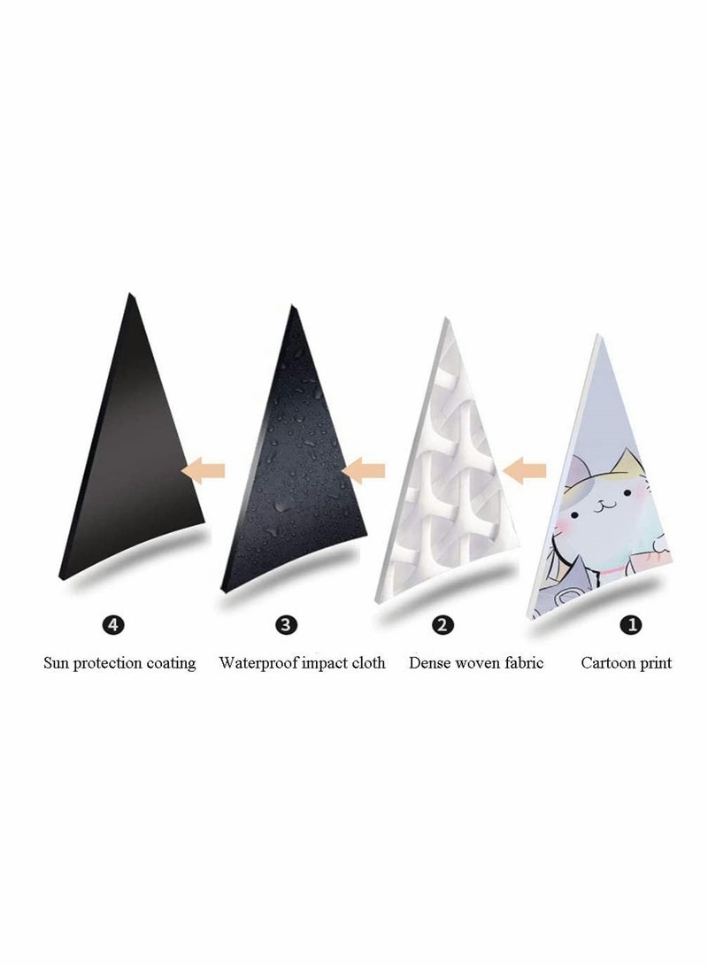 Windproof Travel Umbrella, Automatic Open Umbrella, Small Compact Light, Cartoon Waterproof and UV, Strong Steel Shaft, Mini, Folding and Portable for Girls Boys Kids and Women