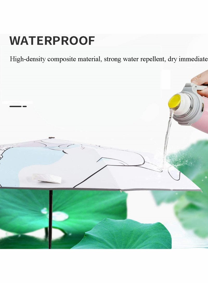 Windproof Travel Umbrella, Automatic Open Umbrella, Small Compact Light, Cartoon Waterproof and UV, Strong Steel Shaft, Mini, Folding and Portable for Girls Boys Kids and Women