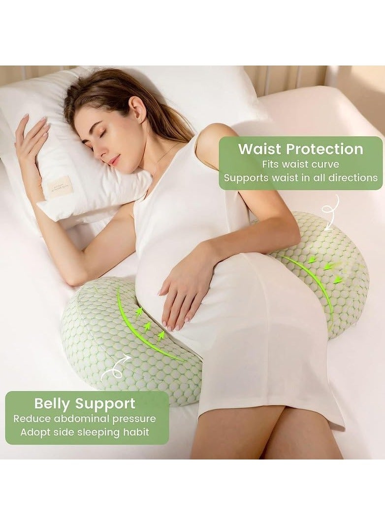 Maternity Pregnancy Pillow for Women Soft Pregnancy Body Pillow Back Hip Leg Support Maternity Pillow with Removable and Adjustable Pillow Cover  Maternity Sleep Pillow (Green)