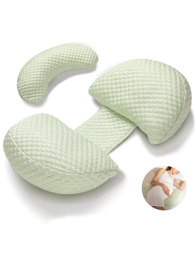 Maternity Pregnancy Pillow for Women Soft Pregnancy Body Pillow Back Hip Leg Support Maternity Pillow with Removable and Adjustable Pillow Cover  Maternity Sleep Pillow (Green)