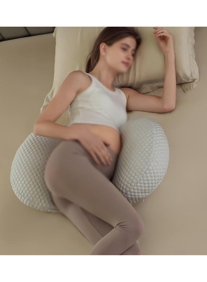 Maternity Pregnancy Pillow for Women Soft Pregnancy Body Pillow Back Hip Leg Support Maternity Pillow with Removable and Adjustable Pillow Cover  Maternity Sleep Pillow (Grey)