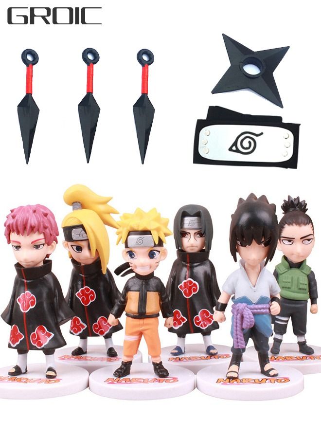 GROIC 11-Piece Naruto Action Figure Set with Accessories Model Toys Anime Models Home Office Desktop Decoration Gift