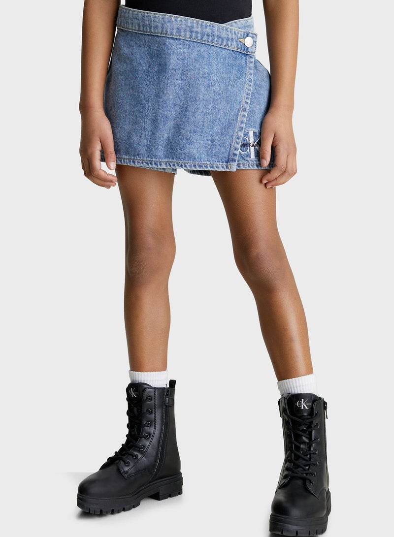 Youth Mid Wash Denim Skirt