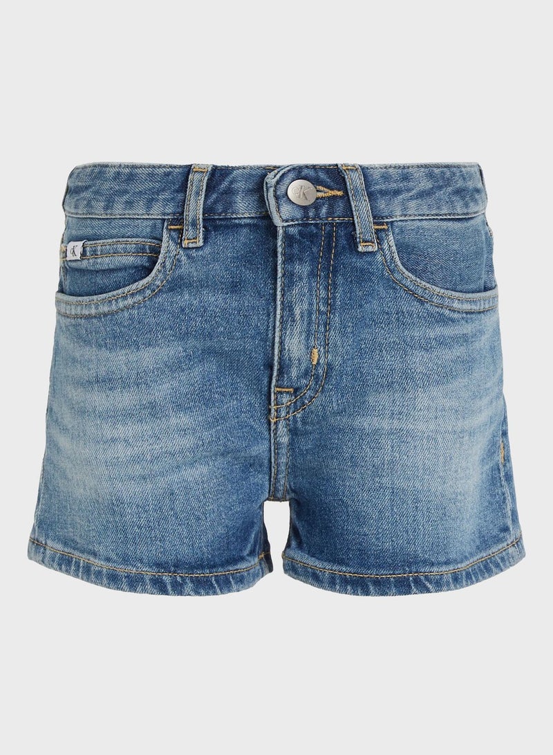 Youth Mid Wash Denim Shorts