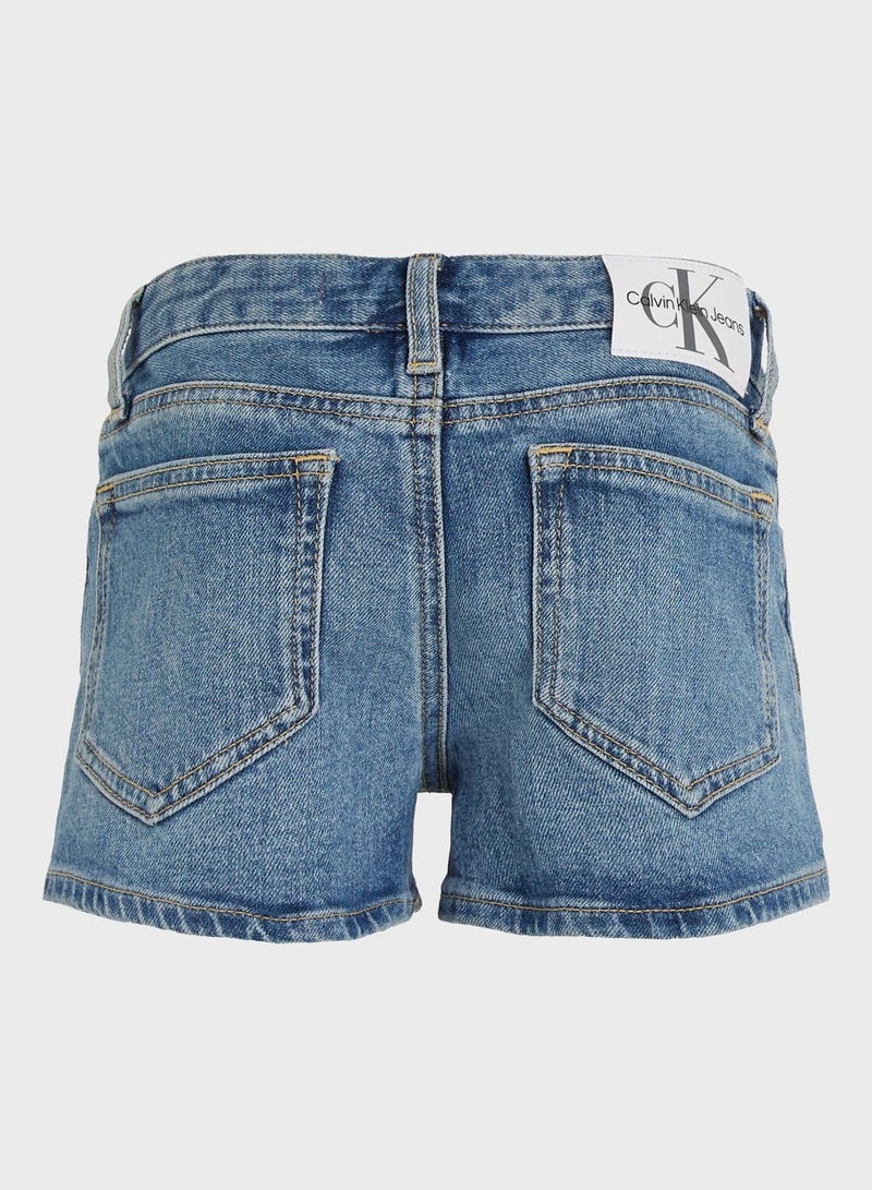 Youth Mid Wash Denim Shorts