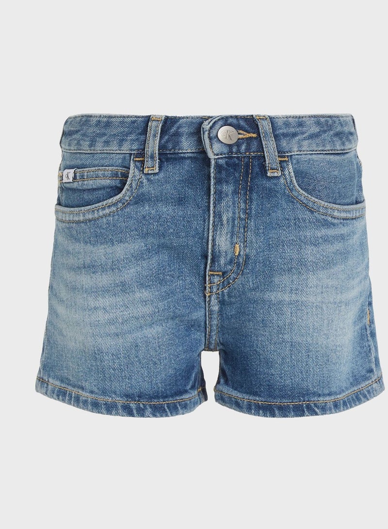 Kids Mid Wash Denim Shorts