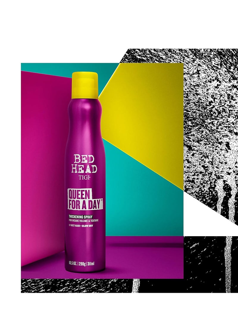 TIGI Bed Head Texture Spray, Queen For A Day Volume, 10.5 oz, Hair Thickening for Fine Hair, Alcohol Free, Berry Scent