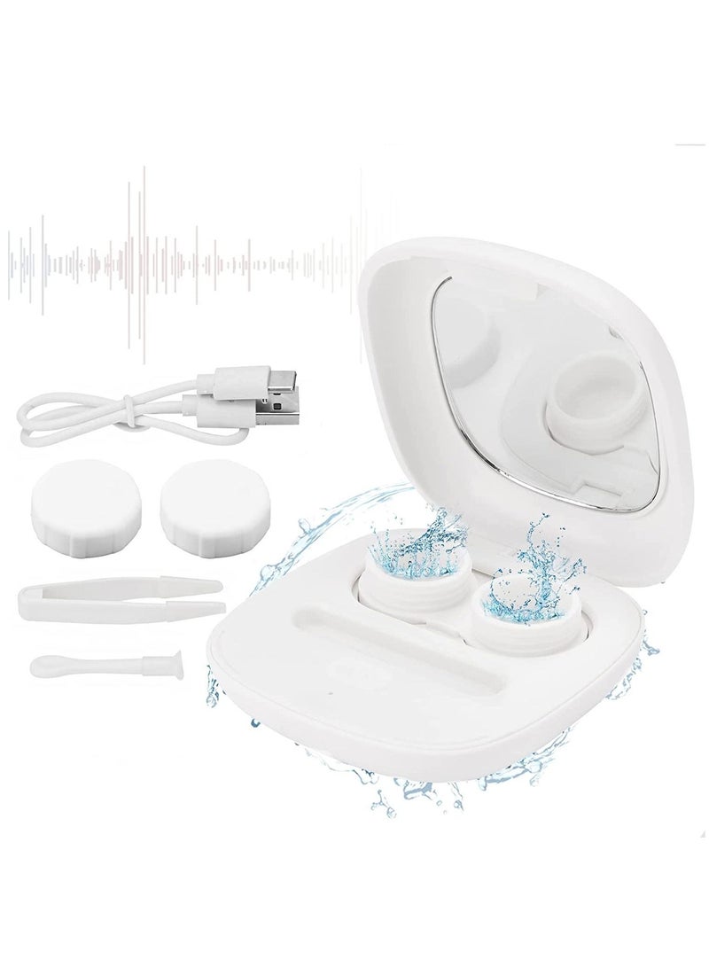 Contact Lens Cleaner Machine Ultrasonic with USB Charger Fit Disposal Soft Colored RGP and OK Lens, for Home & Travel