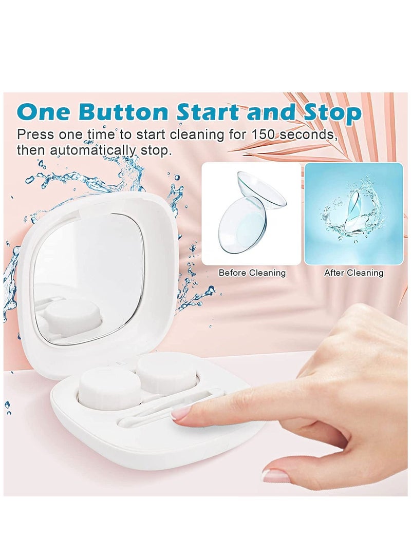 Contact Lens Cleaner Machine Ultrasonic with USB Charger Fit Disposal Soft Colored RGP and OK Lens, for Home & Travel