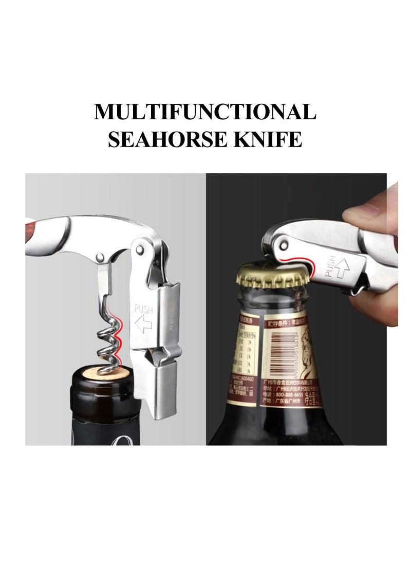 Corkscrew for Waiter with Vegan Leather Sheath Professional Grade Patented Spring Lever Easy Opening Foil Cutter Bottle Opener