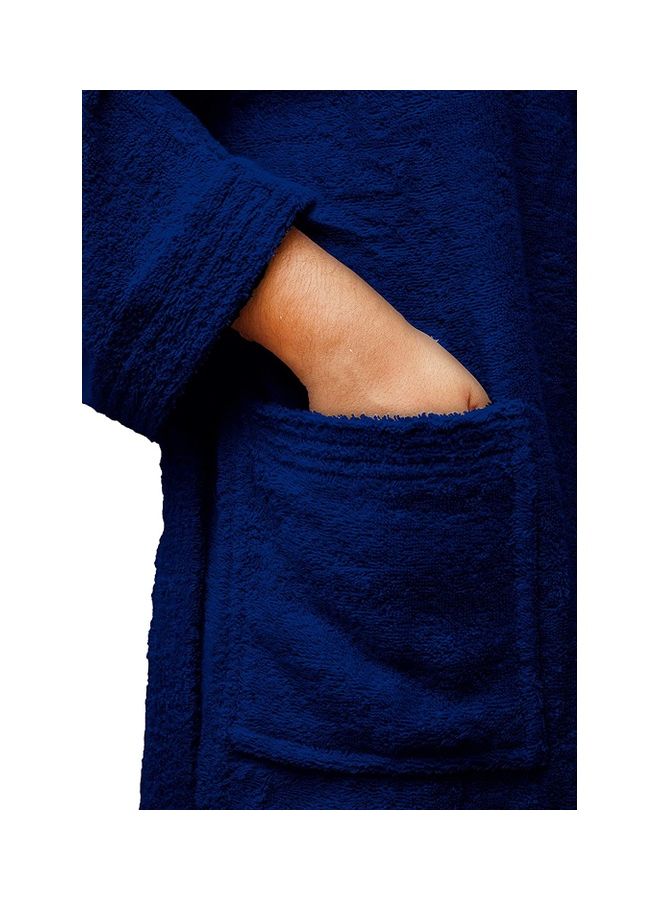 Bliss Casa - Unisex Bathrobe - 100% Cotton Super Soft Highly Absorbent Bathrobes For Women & Men- Perfect for Everyday Use Unisex Navy Adult Size