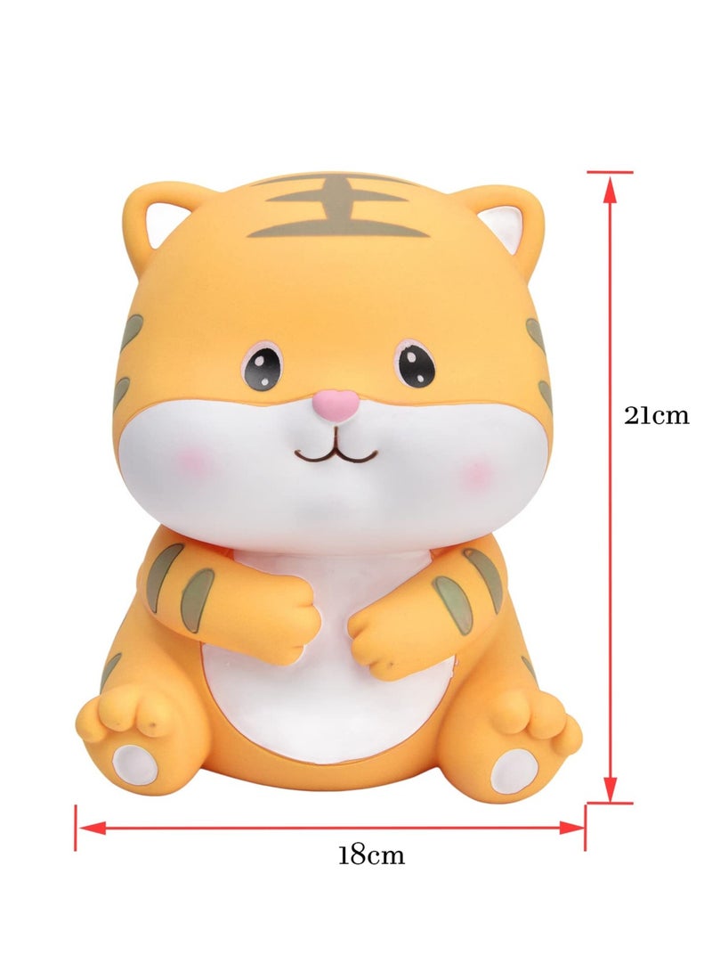 Tiger Coin Bank for Kids with Opening Hand Painting Cartoon Saving Pot Box Money Collector Indestructible Adorable Unbreakable Baby Boxes Gifts Birthday Festival Decorative