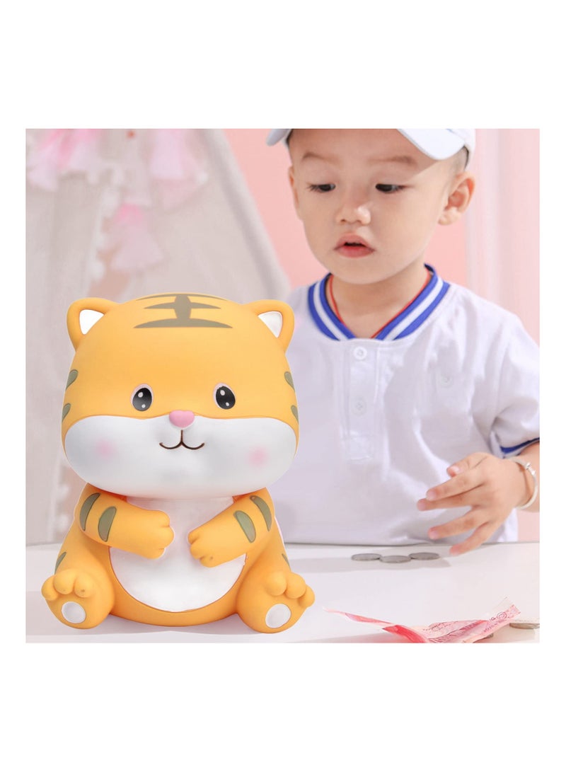 Tiger Coin Bank for Kids with Opening Hand Painting Cartoon Saving Pot Box Money Collector Indestructible Adorable Unbreakable Baby Boxes Gifts Birthday Festival Decorative