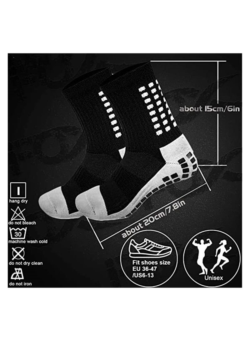 ELECDON 2 Pcs Unisex Non Slip Sport Soccer Socks, Breathable Comfortable Athletic Football Basketball Hockey Sports Grip Socks with Rubber Dots for Men and Women