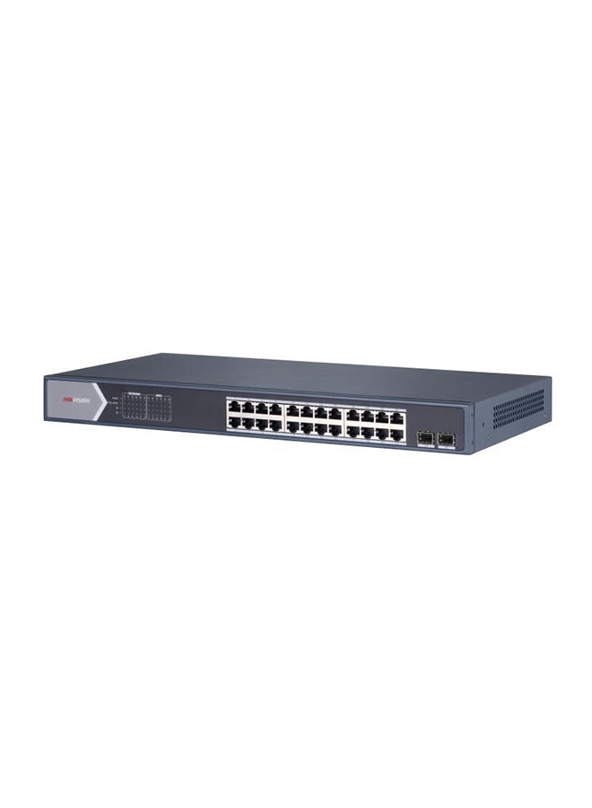 DS-3E0526P-E/M 24 Port Gigabit Unmanaged POE Switch, 24*Gigabit PoE, 2*Gigabit SFP fiber optical port, Wire-speed forwarding, Solid high-strength metal shell Black