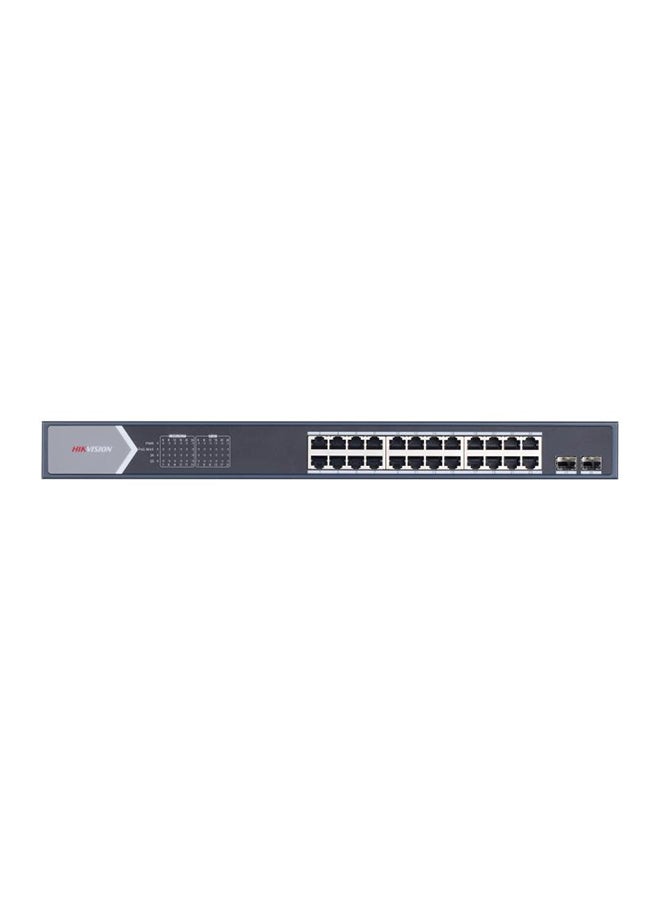 DS-3E0526P-E/M 24 Port Gigabit Unmanaged POE Switch, 24*Gigabit PoE, 2*Gigabit SFP fiber optical port, Wire-speed forwarding, Solid high-strength metal shell Black