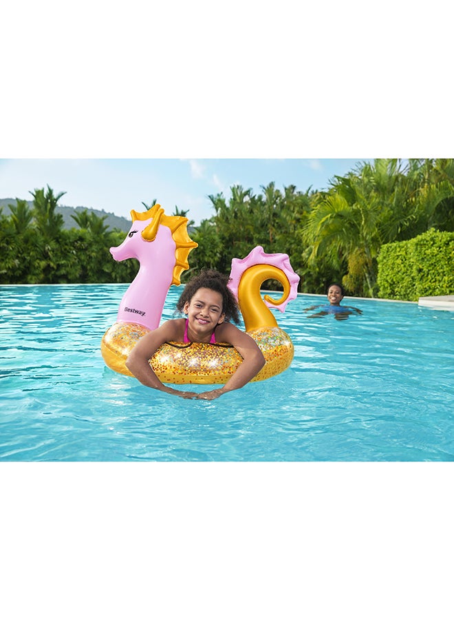 Glitter Seahorse Swim Ring Float 115x104cm 115x104cm