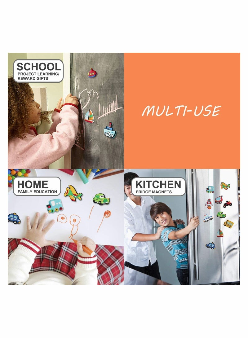 26Pcs Transports Rubber Fridge Magnets for Kids Toddlers Aircraft, Boat, Vehicle Car Refrigerator Magnet for Whiteboard Educational Toy Tool School Prize Birthday Gift for Kids Over 6 Years